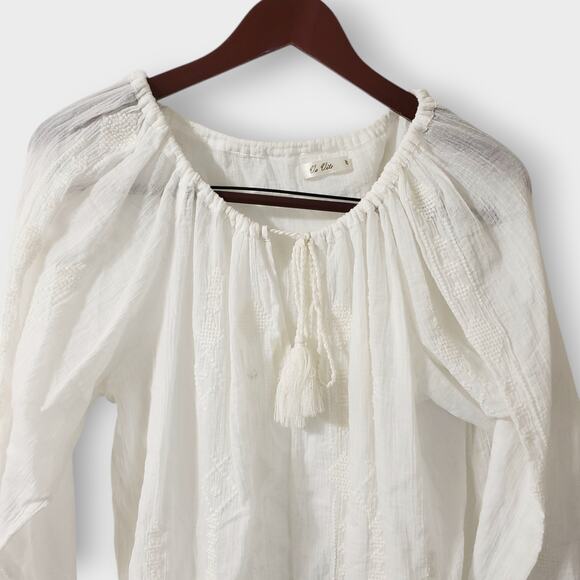 Va Vite Lindsey Tunic White Cotton Embroidered Top Sz 44 (16) Lightweight Sheer - Picture 2 of 14